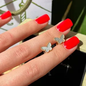 Серьги Van Cleef бабочки и клевер позолота Au750