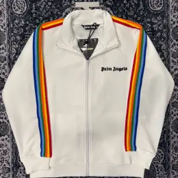 Palm Angels Спортивная кофта унисекс белая с радужными полосами