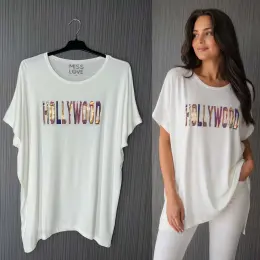 Туника/футболка женская MISS LOVE Турция размер Л/ХЛ с надписью HOLLYWOOD