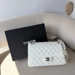 Chanel Classic 2.55 white / silver натуральная кожа