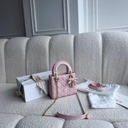 Lady Dior mini сумка натуральна шкіра рожева