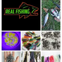 Real Fishing Силиконовые приманки и джиг-головки