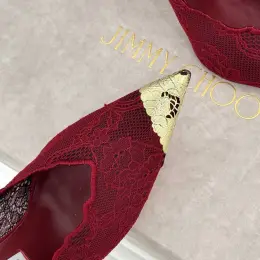 Туфлі Jimmy Choo жіночі червоні мереживні високий люкс