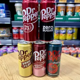 Напій газований Dr.Pepper 330мл (Original, Zero Sugar, Cherry, Vanilla Float, Strawberries & Cream)