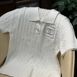 Вязаная футболка Chanel женская белая
