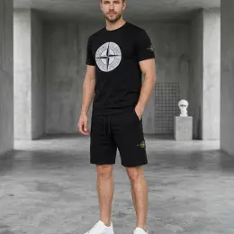 Комплект мужской Stone Island футболка и шорты