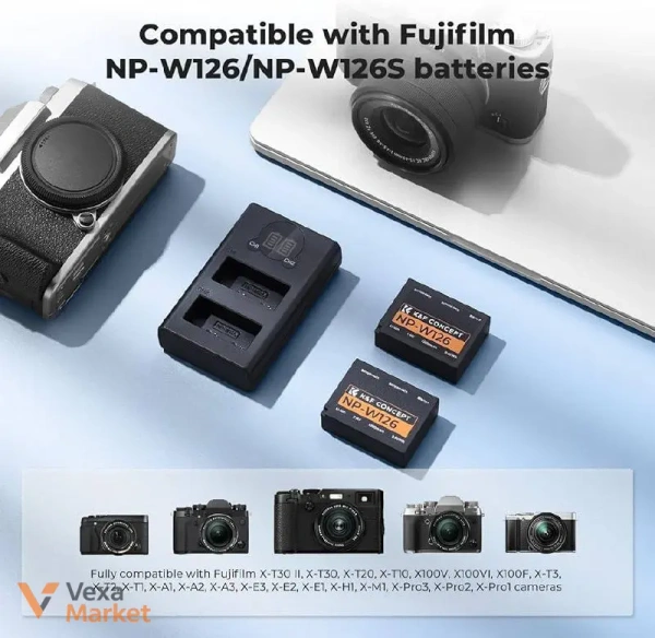 Аккумулятор и зарядное устройство K&F Concept 1300 мАг NP-W126/NP-W126S для Fujifilm