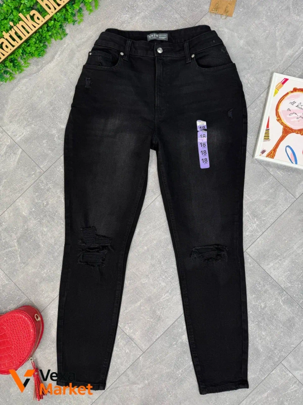 Чорні джинси DenimCo з рваними колінами UK 18 / 52