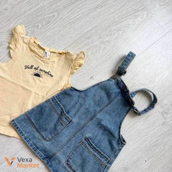 Джинсовий комбез ZARA та футболка H&M для дівчинки, розмір 104
