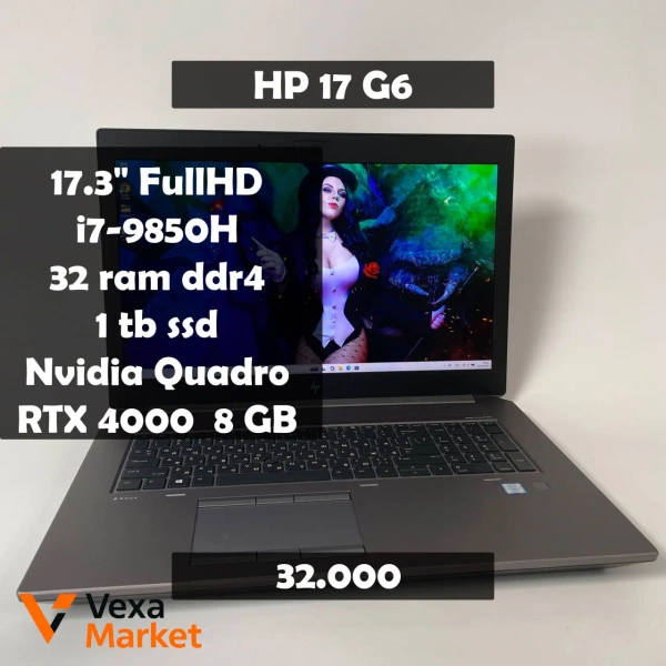 HP Zbook 17 G6 Intel Core i7-9850H, 32GB RAM, 1TB SSD, Nvidia Quadro RTX 4000