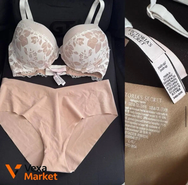 Комплект Victoria's Secret: бюстгальтер push-up и бесшовные трусики