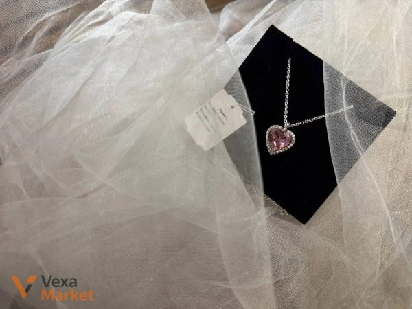 Кулон сердце с розовым камнем, проба 925