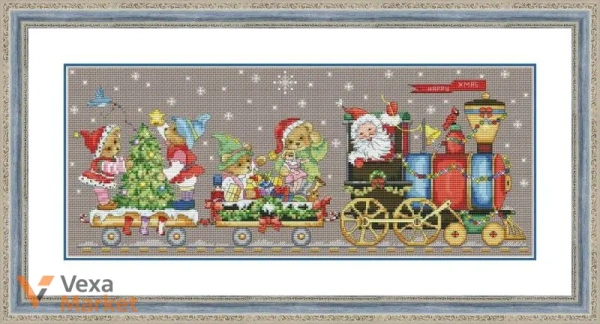 Набір для вишивки хрестиком "Новорічний експрес" 35*14 см