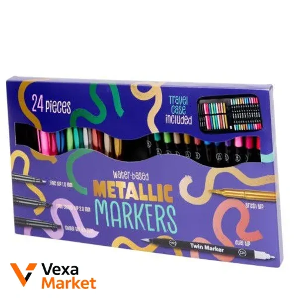 Набір металізованих маркерів Metallic Markers 24 шт. у чохлі