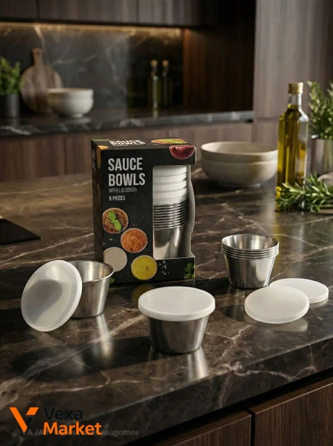 Набір соусниць з кришками Sauce Bowls, 8 шт, нержавіюча сталь 304