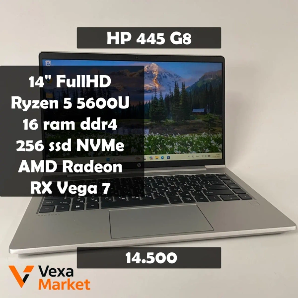 Ноутбук HP ProBook 445 G8, AMD Ryzen 5 5600U, 16GB RAM, 256GB SSD