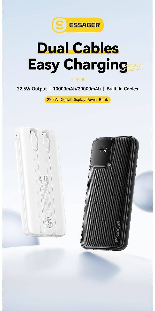 Power bank 10000 mAh 22.5W Essager Білий