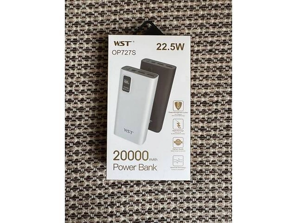 Power Bank WST OP727S 20000 mAh 22.5W Fast Charge (USB + Type-C, дисплей)