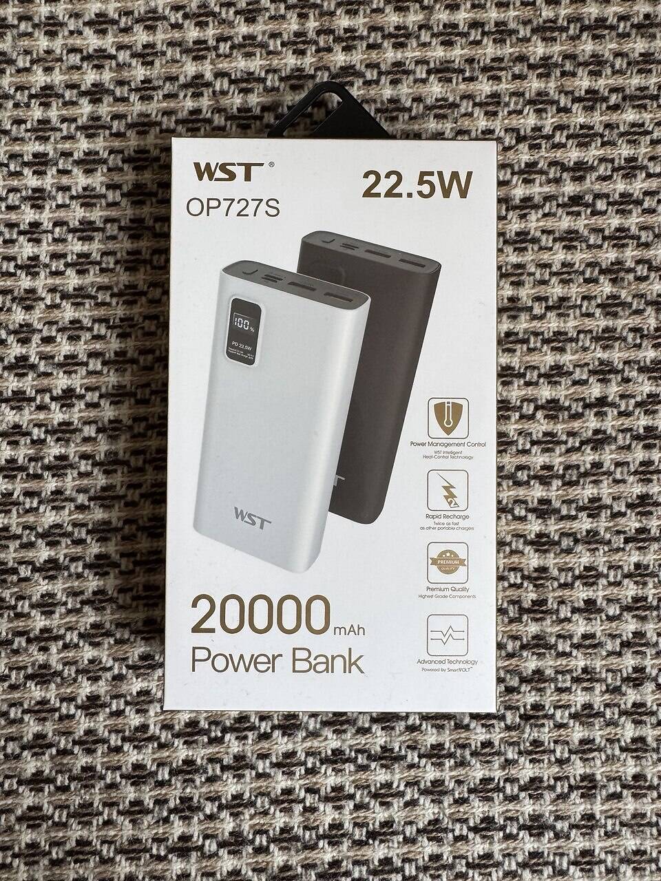 Power Bank WST OP727S 20000 mAh 22.5W Fast Charge (USB + Type-C, дисплей)