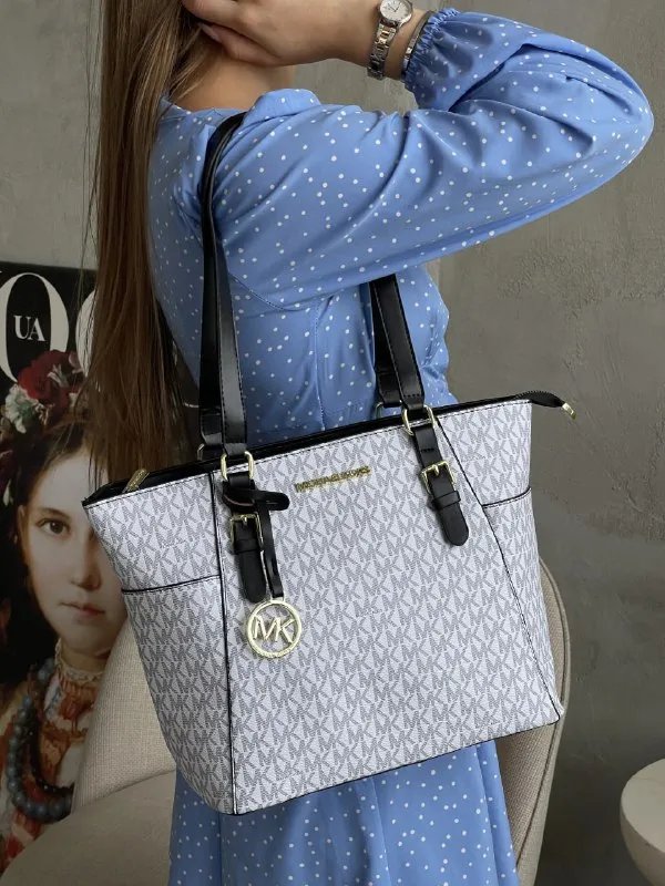 Michael Kors Charlotte Top Zip Tote Shoulder Bag чорний 20220-1 — фото 8
