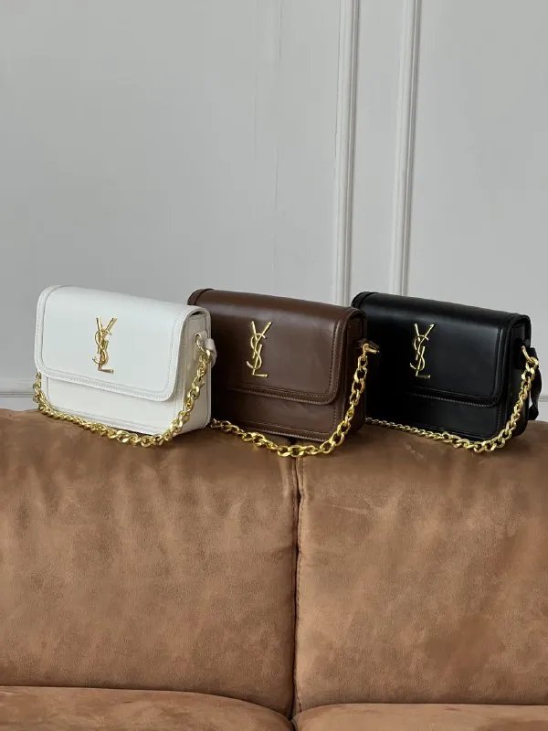 Сумка Saint Laurent Solferino еко-шкіра чорний/коричневий/білий — фото 5