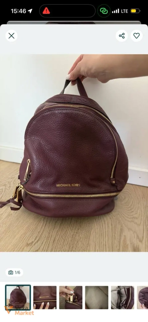 Шкіряний рюкзак Michael Kors бордовий