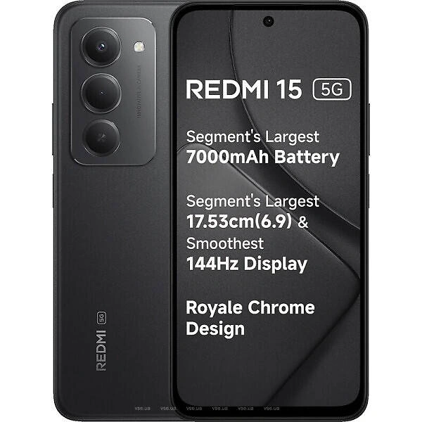 Смартфон Xiaomi Redmi 15 5G 4/128GB NFC Midnight Black (No Adapter) Global