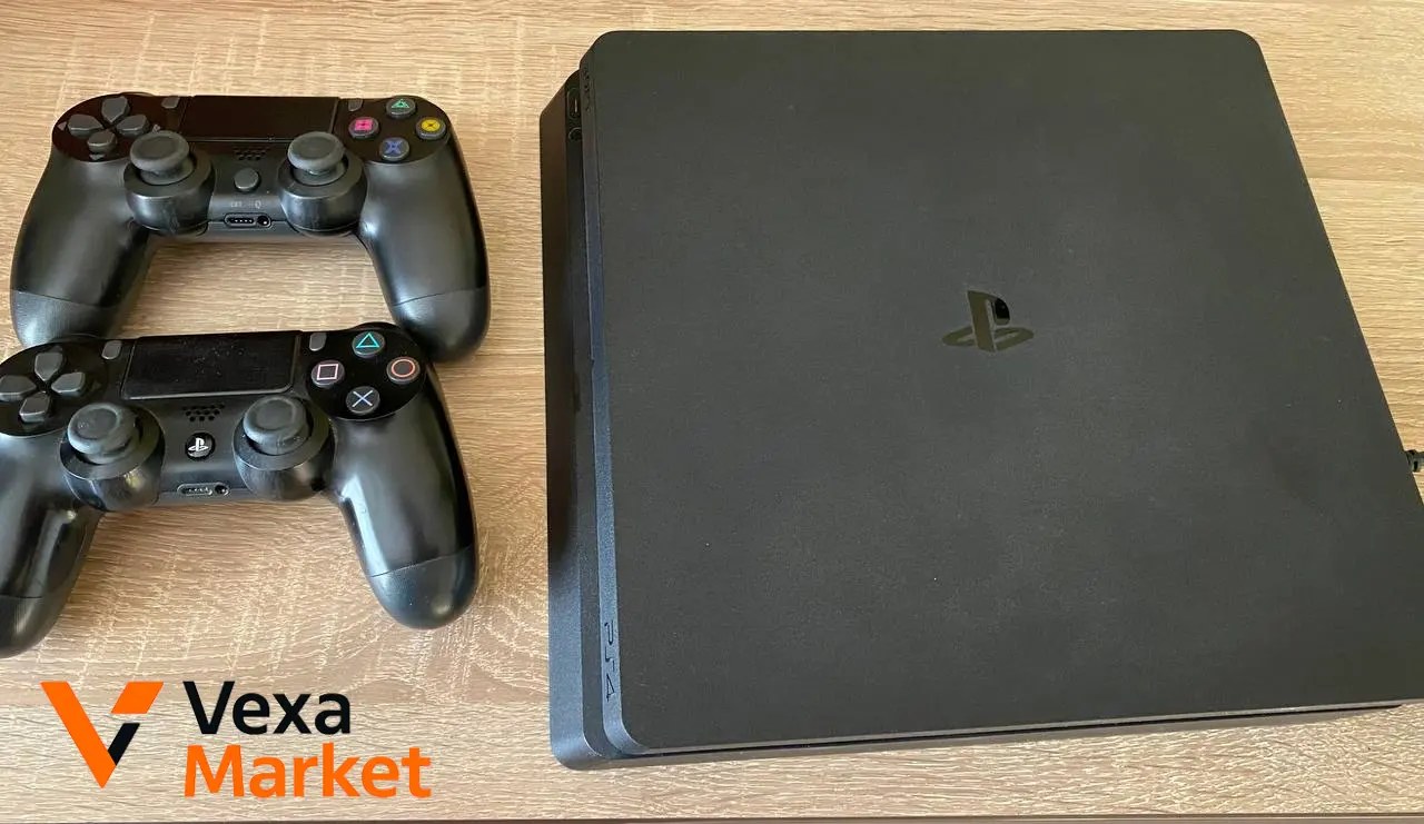 Sony PlayStation 4 Slim 500GB с 2 геймпадами и играми