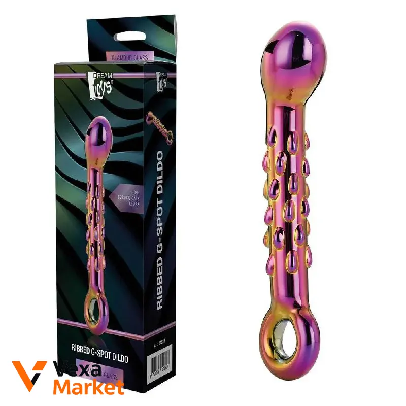 Скляний ребристий фалоімітатор Glamour Glass Ribbed (18x3.3см)