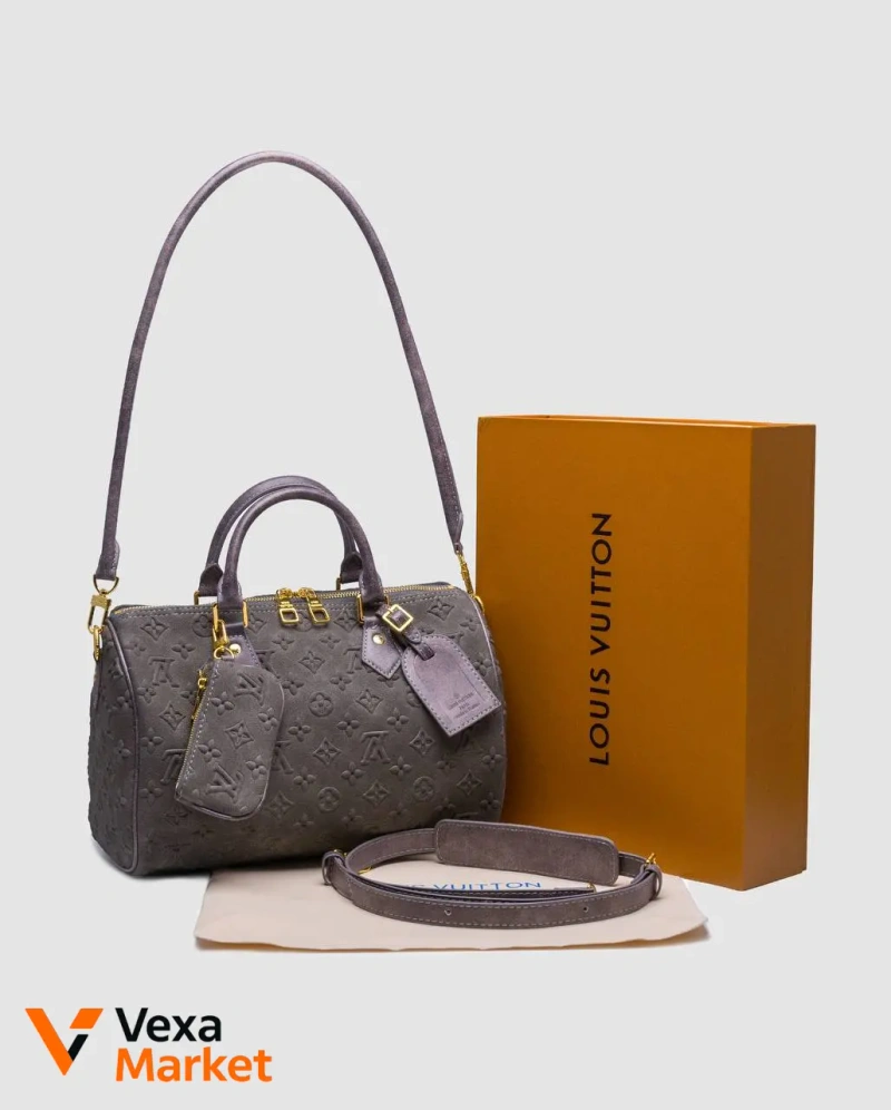 Louis Vuitton Speedy Bandoulière 30 Grey Suede — фото 4
