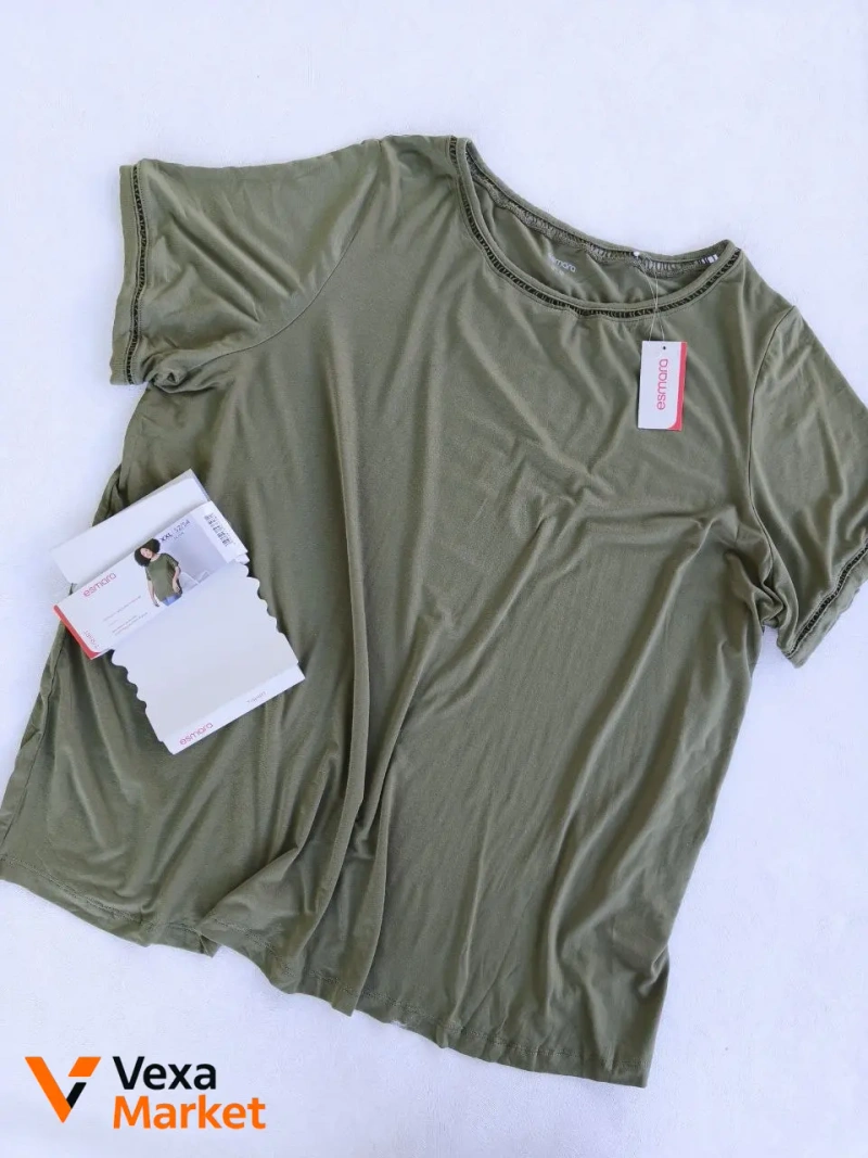 Футболка Esmara оливковая, размер 2XL-3XL, 95% вискоза — фото 3