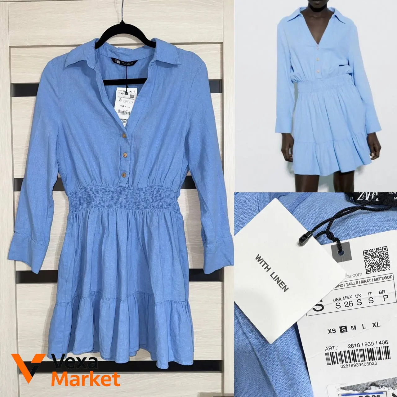 Платье Zara из льна, размер S