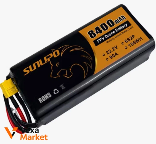 Аккумулятор SUNPO 6S2P 8400mAh 90A для FPV дронов