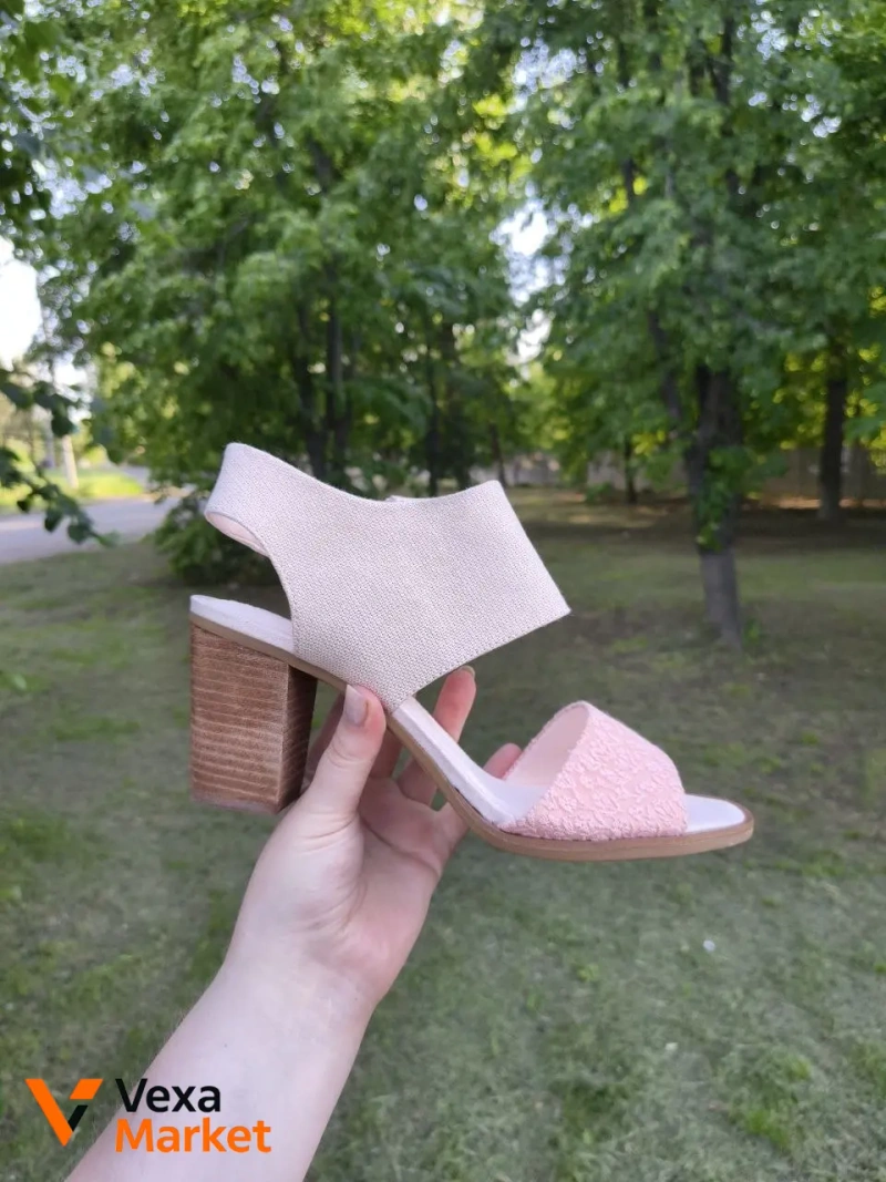 Босоніжки TOMS персикові з золотим відливом — фото 3