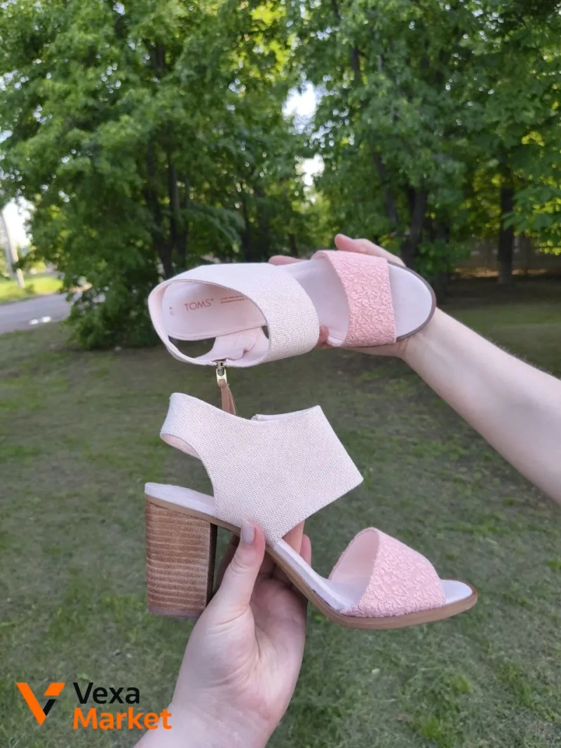Босоніжки TOMS персикові з золотим відливом — фото 5
