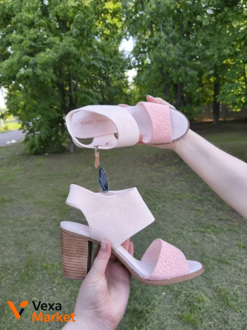 Босоніжки TOMS персикові з золотим відливом — фото 8