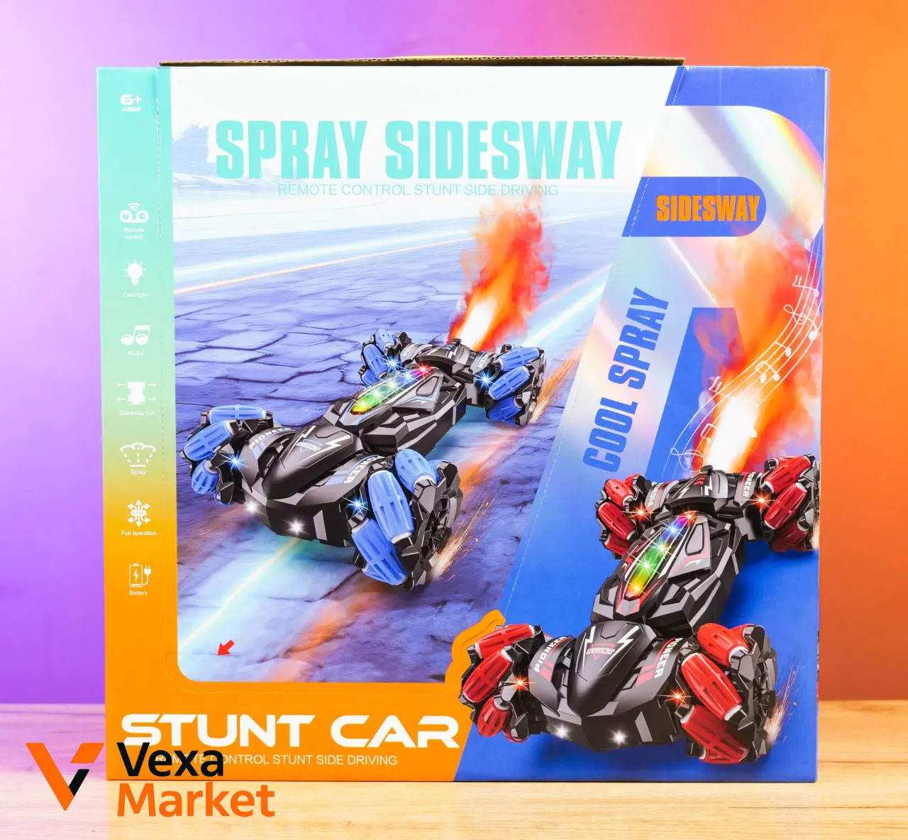 Машинка на радіокеруванні Stunt Car Spray Sidesway з парогенератором та підсвічуванням