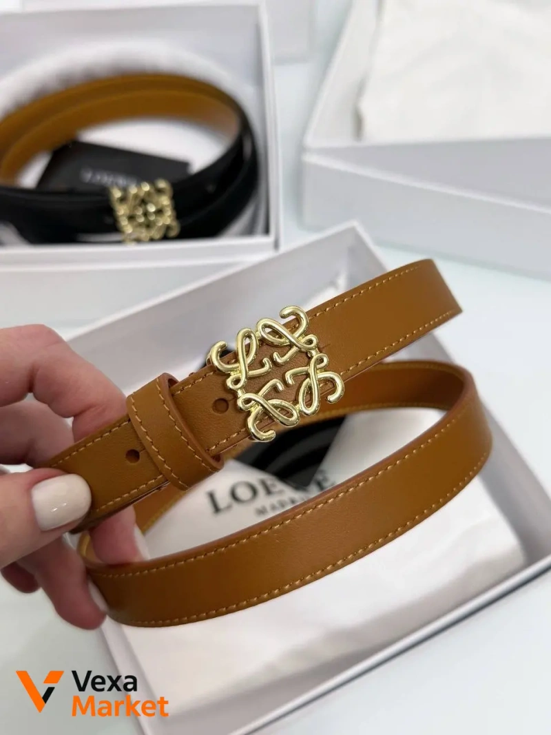 Ремінь LOEWE шкіряний 2 см з брендовим пакуванням — фото 2