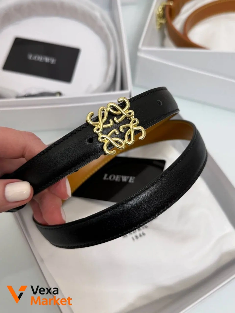 Ремінь LOEWE шкіряний 2 см з брендовим пакуванням — фото 3