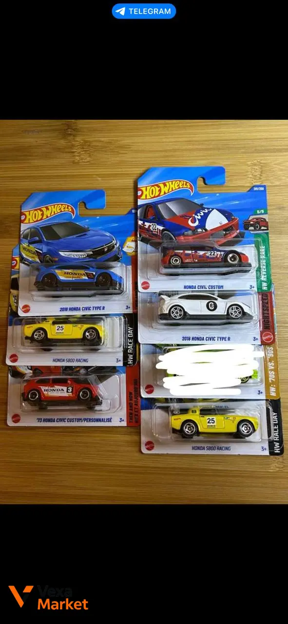 Hot Wheels Honda Civic Type R, Honda S2000, Ford GT, Ford Mustang Shelby GT500
