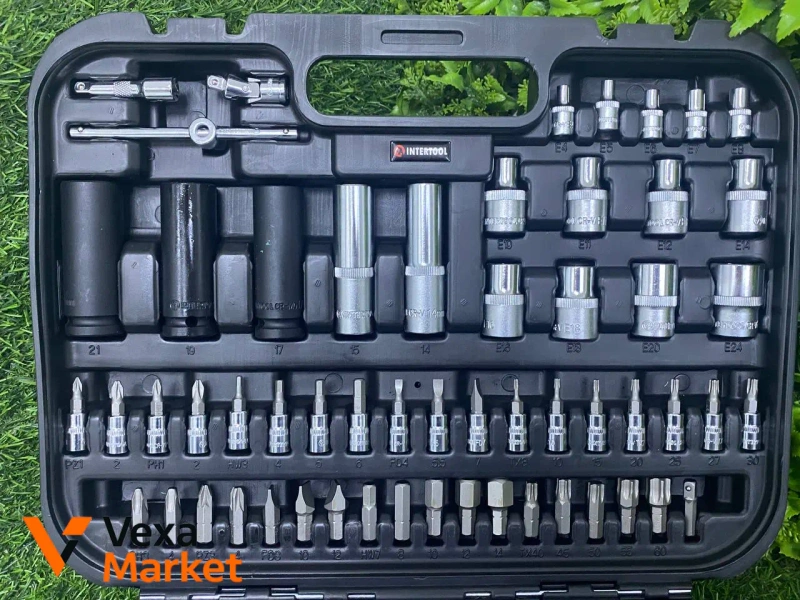 Набір інструментів Intertool ET-8111 1/2 & 1/4 111 од Super Lock Cr-V Storm — фото 3
