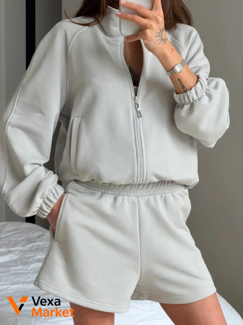 Костюм жіночий oversize бомбер та шорти з турецької петлі — фото 2