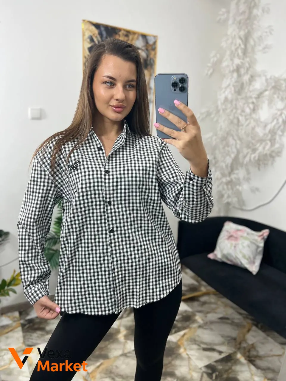 Рубашка в клетку унисекс