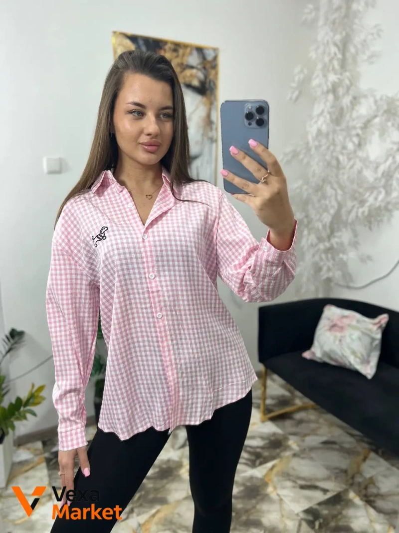 Рубашка в клетку унисекс — фото 3