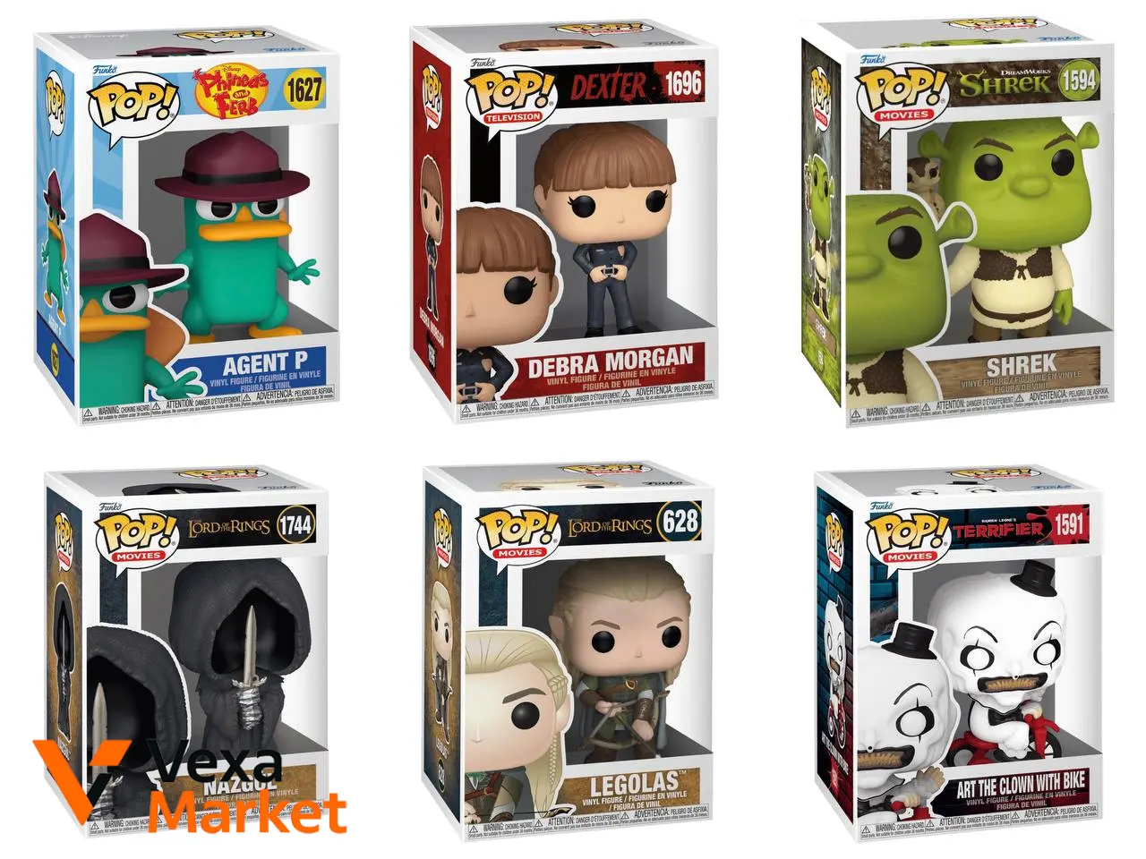 Funko Pop! Агент П, Дебра Морган, Шрек, Назгул, Леголас, Арт Клоун