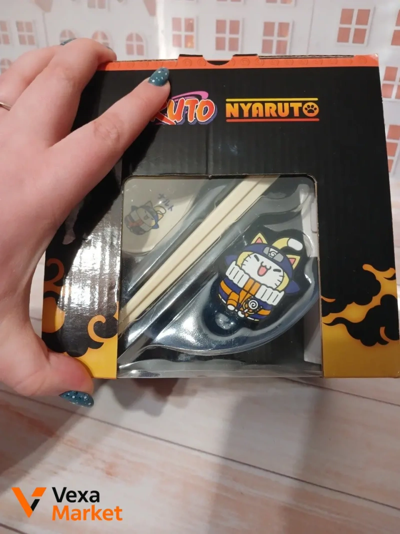Набір для рамену Naruto Nyaruto: боул, палички, тримач, ложка — фото 2