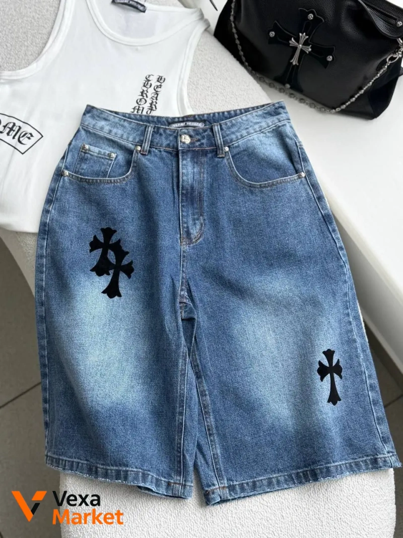 Шорти Chrome Hearts з оксамитовими хрестами — фото 2