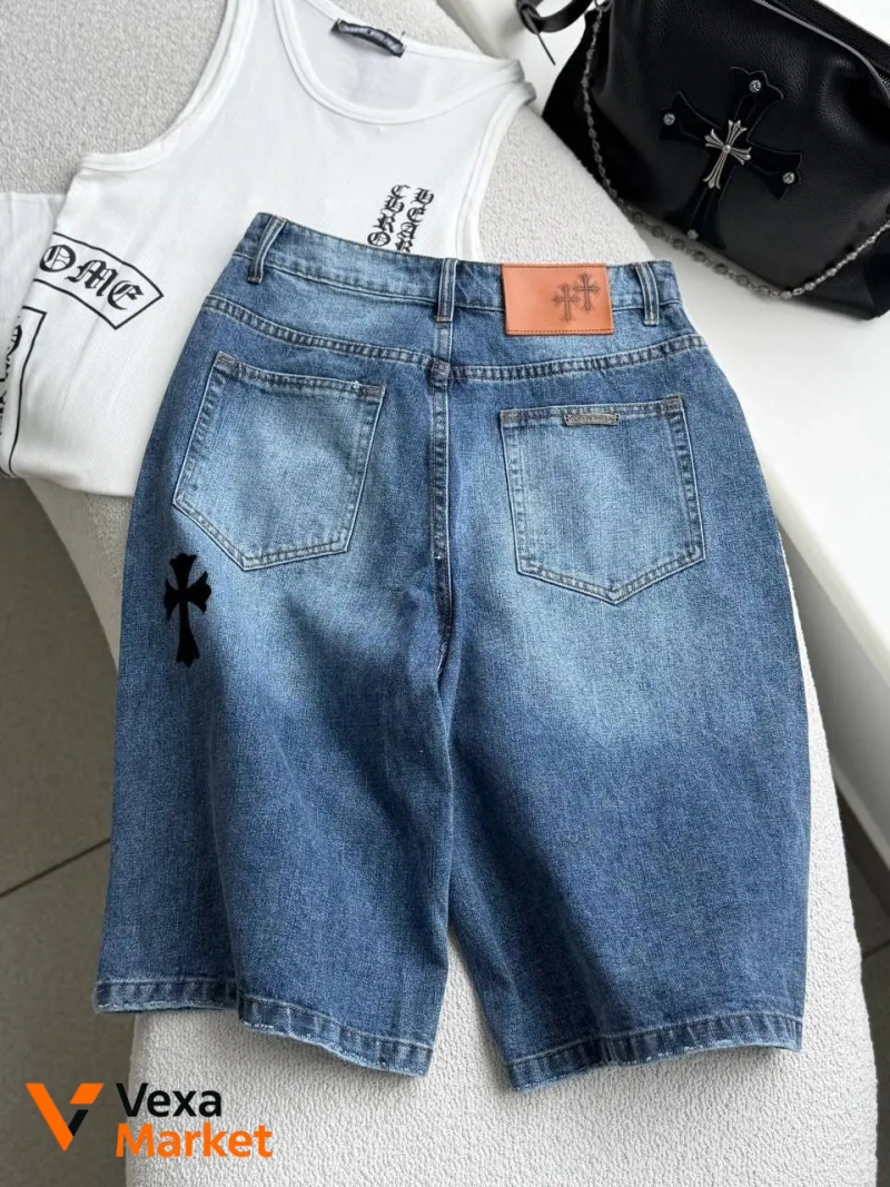 Шорти Chrome Hearts з оксамитовими хрестами — фото 3