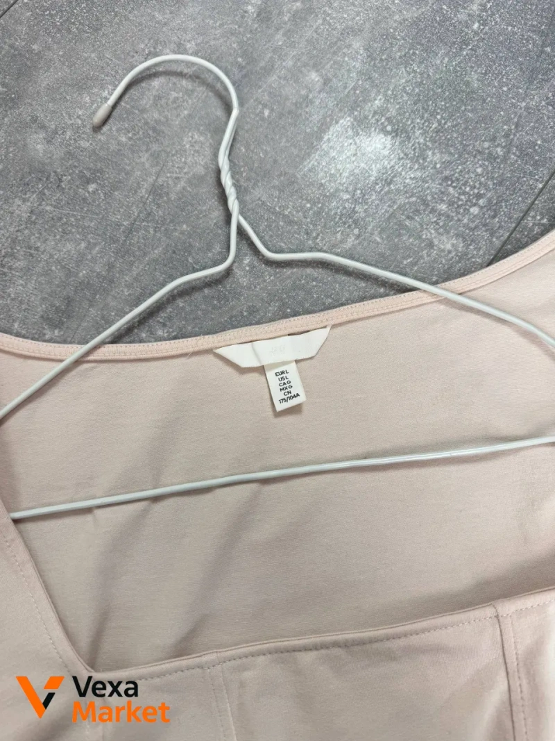 Боді H&M бавовняний блідо-рожевий квадратне декольте EUR L / 50 — фото 3