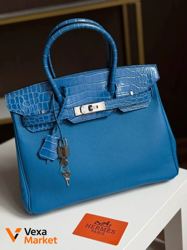 Hermes Birkin 30 см синяя